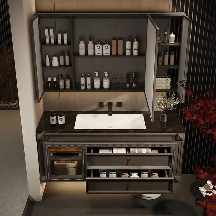 Armoire de salle de bain avec miroir organisateur