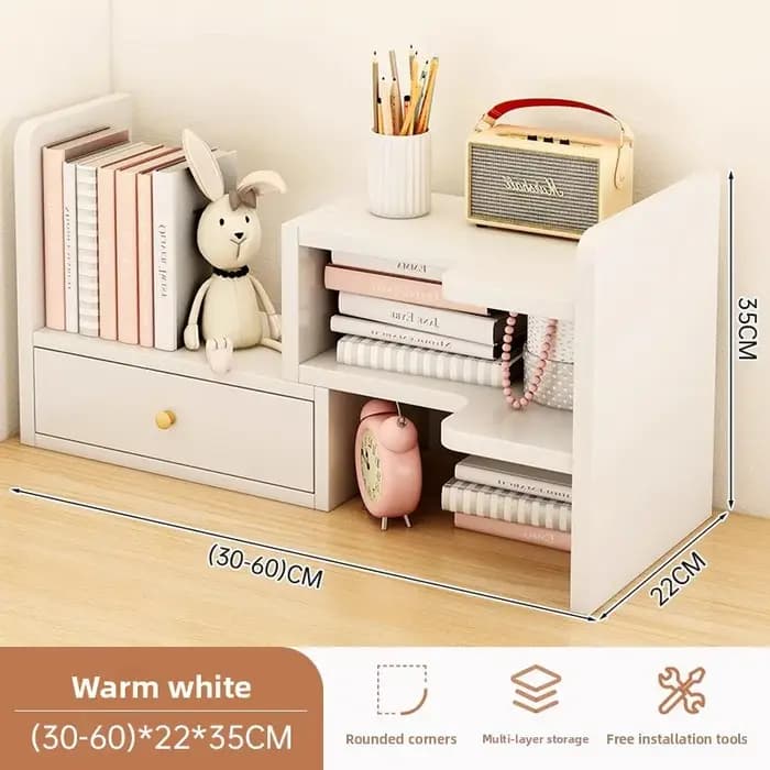Étagère de rangement de bureau, étagère de rangement pour bureau, étagère de bureau simple multi-niveaux télescopique, petite bibliothèque de bureau à domicile