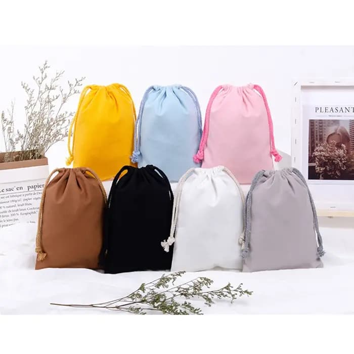 Sac à cordon en toile, sac de rangement de couleur, sac de rangement en coton, fourre-tout Portable,