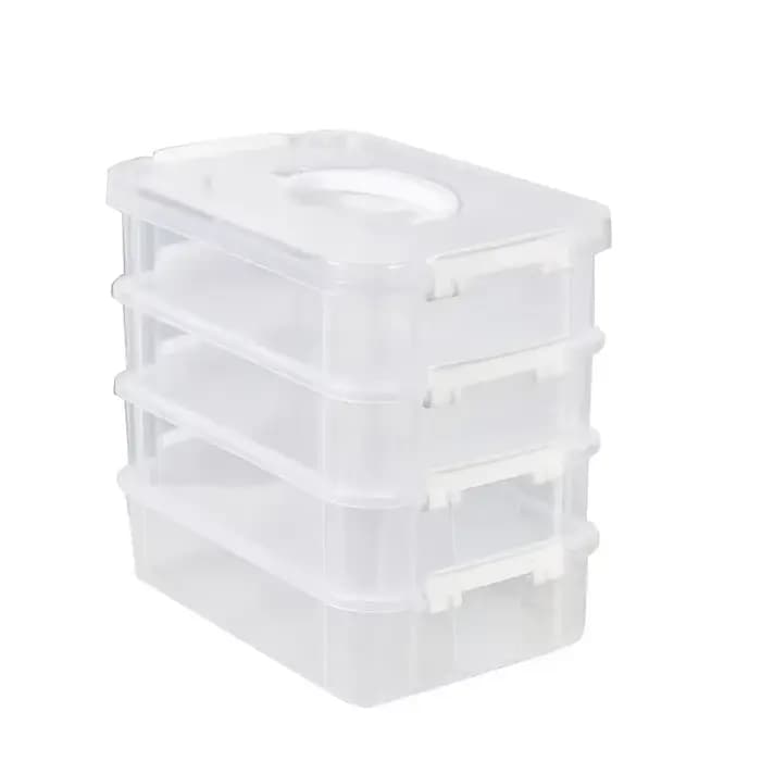 Boîte de rangement empilable Extra Large à 4 niveaux avec couvercle