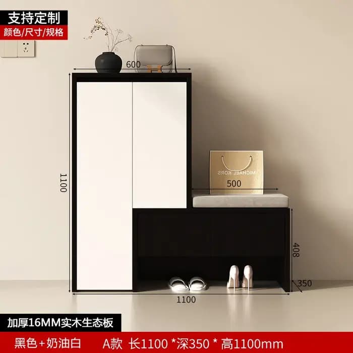 Grand meuble à chaussures rétro blanc pour entrée, rangement et organisation de placard, meuble étro