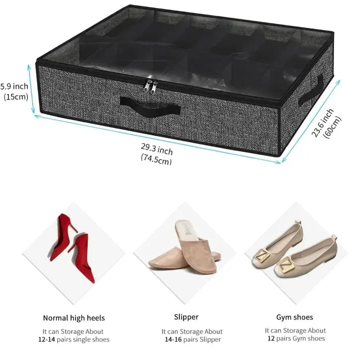 Organisateur de rangement de chaussures robuste sous le lit