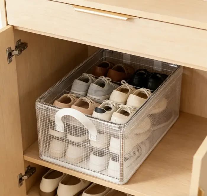 Paniers de rangement pliables en PVC transparent avec cadre en acier solide