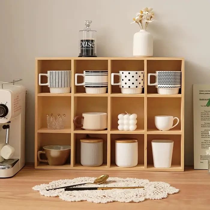 Support de rangement de tasses d'eau en bois massif