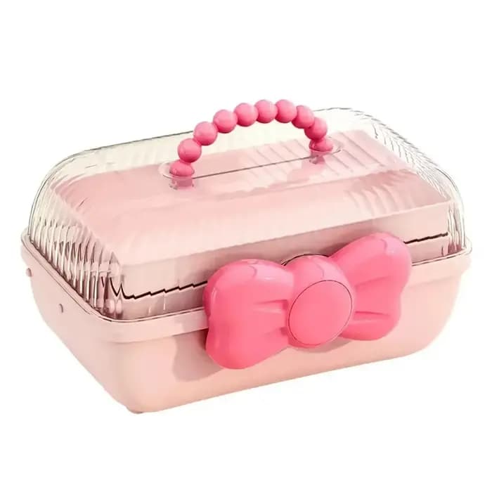 Boîte de rangement multi-couches pour épingles à cheveux avec nœud mignon, boîte à bijoux pour fille