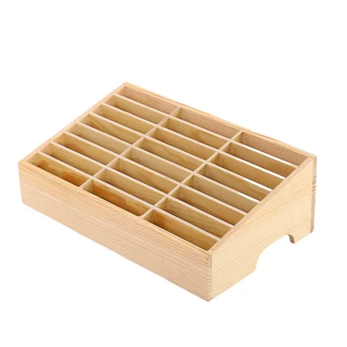 Boîte de rangement en bois multi-grille pour téléphone portable