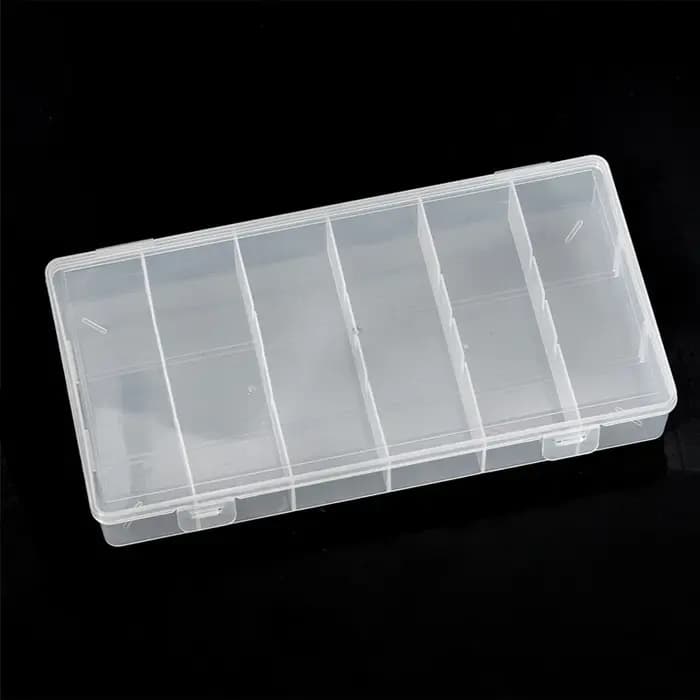 Boîte de rangement à 6 compartiments, boîte de rangement de bijoux en plastique, adaptée aux cils, finition domestique noire pour les yeux, transparente anti-poussière