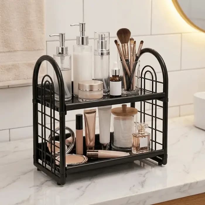 Étagère de rangement double couche en plastique grande capacité
