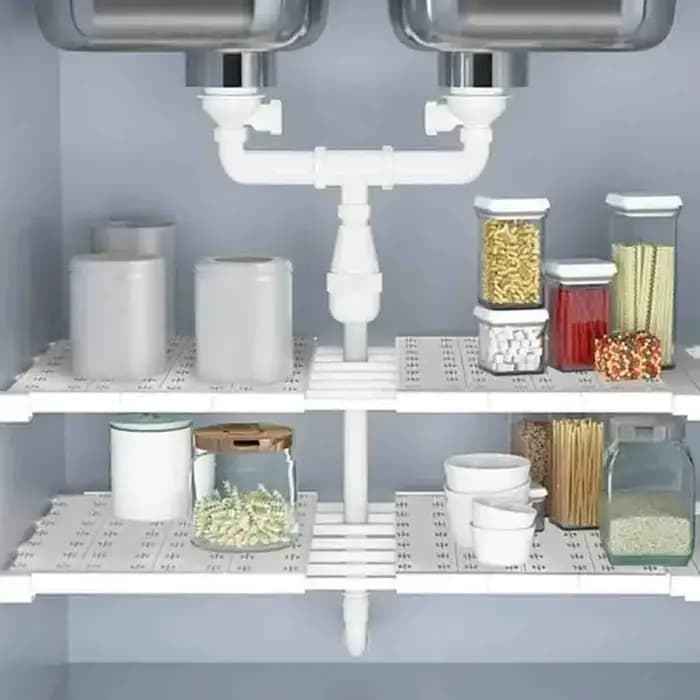 Diviseurs d'étagères pour dortoir, cuisine et salle de bain, blancs, extensibles, sans perçage, à niveaux rétractables, pour rangement de placard