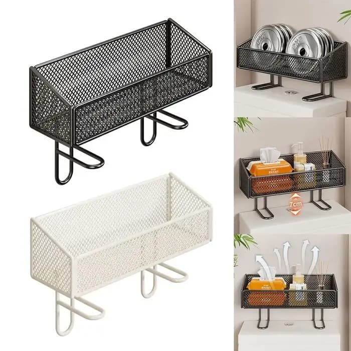 Étagère de toilette multifonctionnelle en fer noir blanc