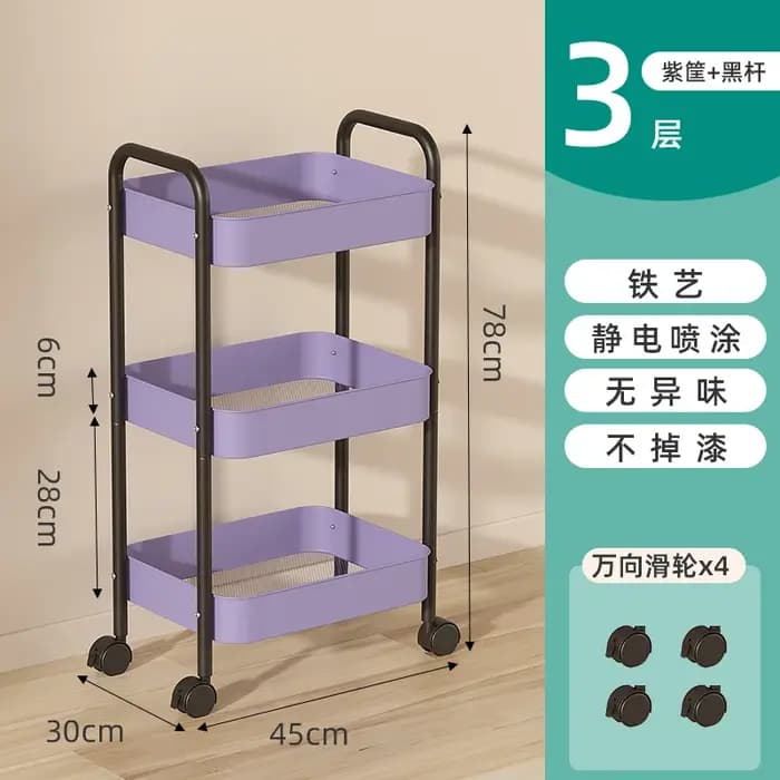 Chariot de rangement roulant robuste, organisateur Mobile en acier au carbone pour salon, cuisine, g