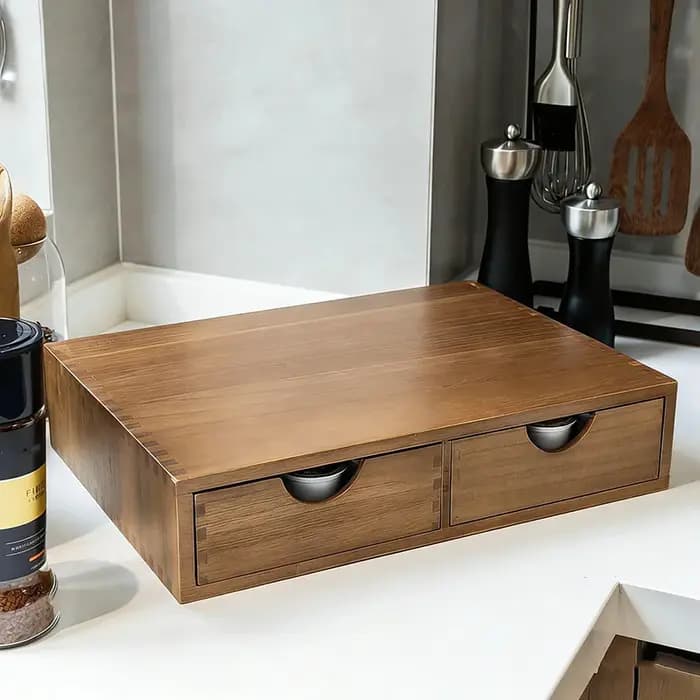 Tiroir de rangement en bois pour dosettes de café
