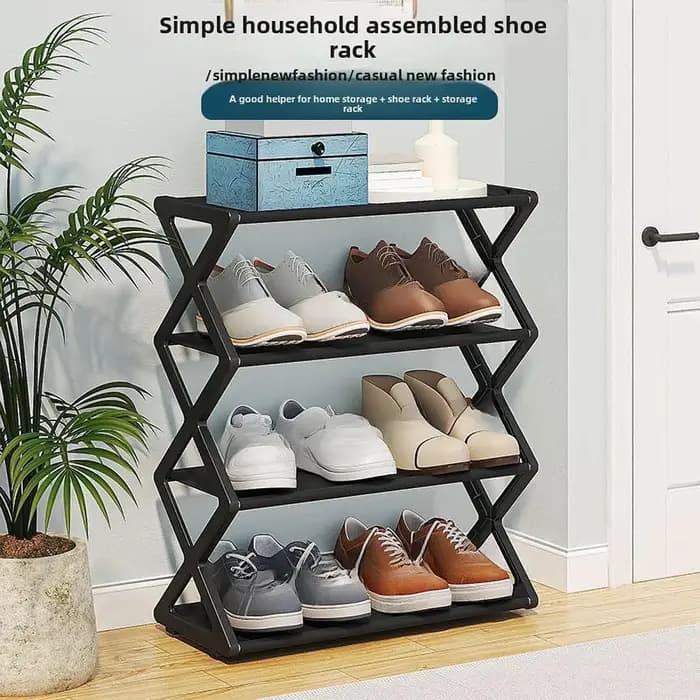 Étagère à chaussures anti-poussière en forme de X pour porte d'entrée
