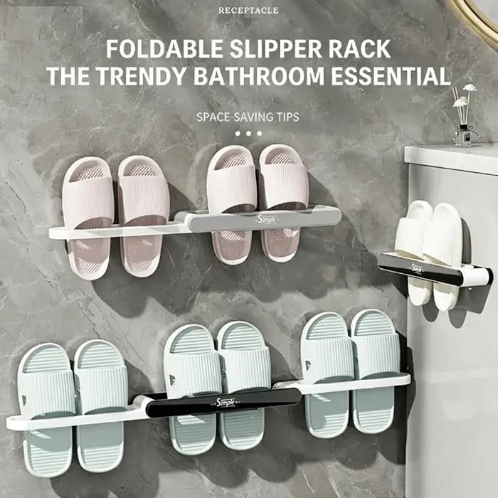 Support de rangement rotatif et pliable pour chaussons de salle de bain – Organisateur mural ou à suspendre derrière la