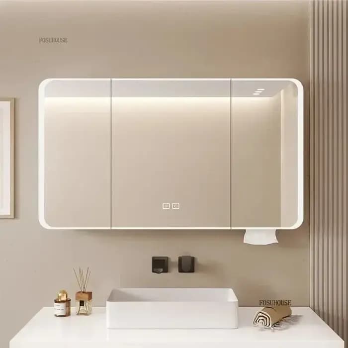 Armoires à miroir de salle de bains intelligentes en forme d'arc