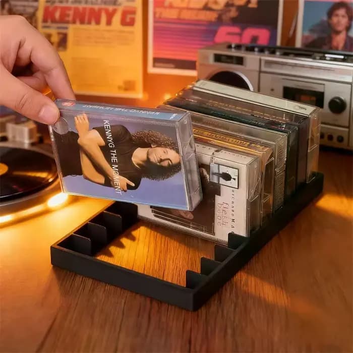 Organisateur de cassettes compactes, boîte en plastique noir, fermeture magnétique, support de rangement durable de grande capacité