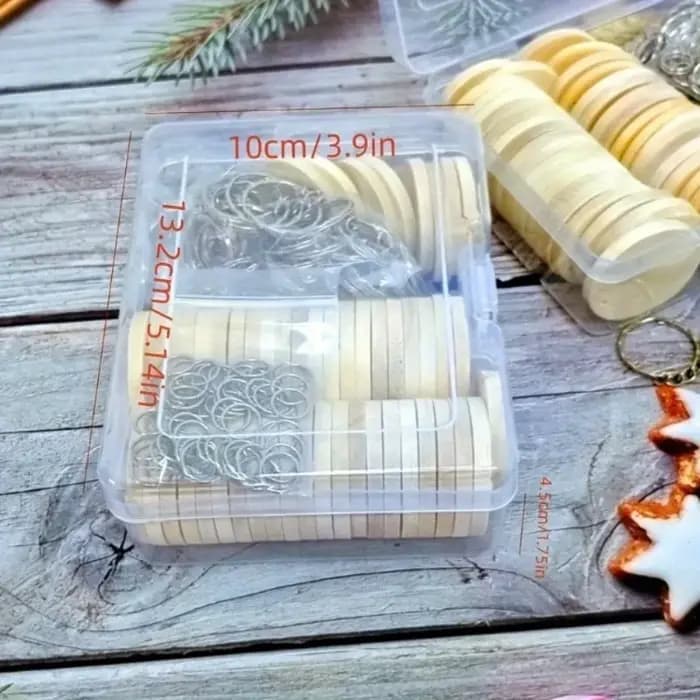Disques ronds en bois avec porte-clés, étiquettes en bois avec trou de rappel, calendrier d'enregistrement, copeaux de bois, artisanat de bricolage, 150 pièces/boîte