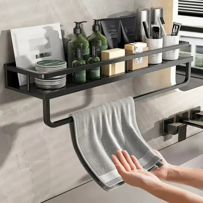 Support de rangement noir pour salle de bain et douche
