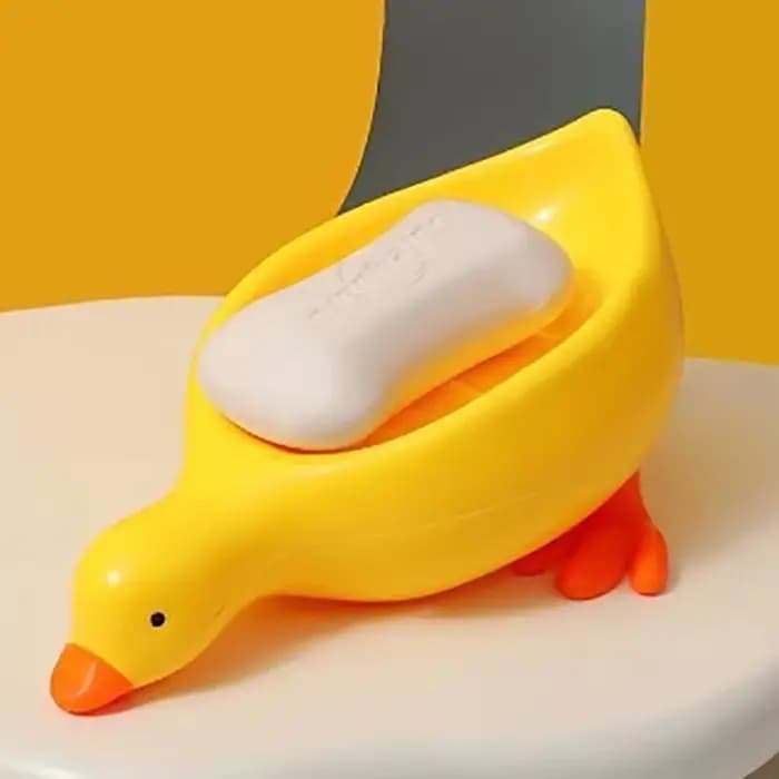 Boîte à savon en forme de canard jaune