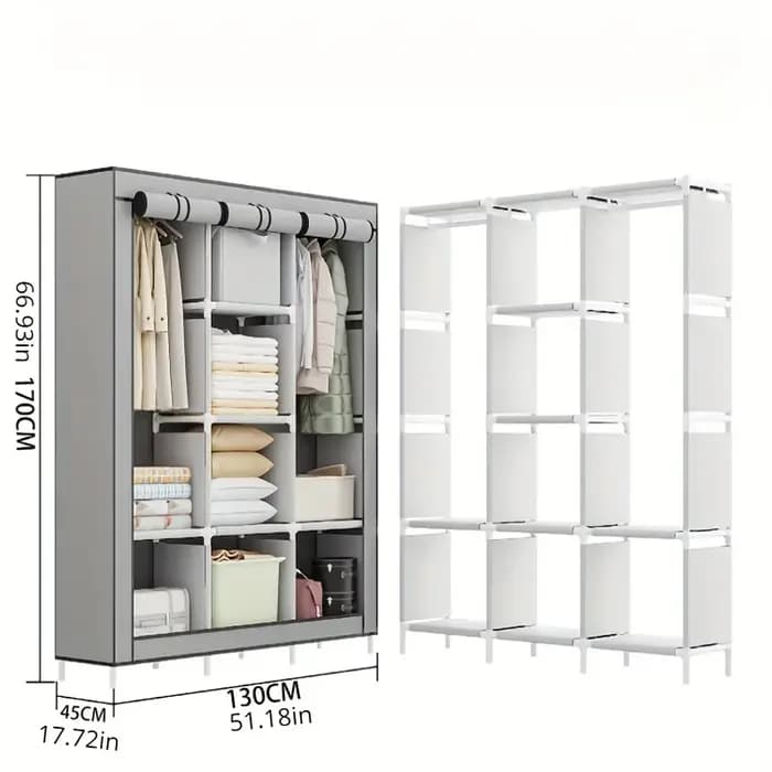 Grande armoire anti-poussière, armoire sur pied en tissu, organisateur multicouche, placard de grande capacité, rangement pour chambre à coucher