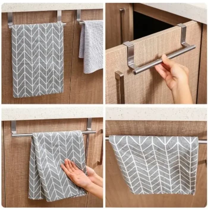 Porte-serviettes sur porte en acier inoxydable