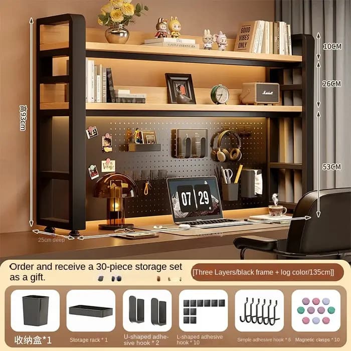 Étagère de bureau, bureau/commode à panneau perforé