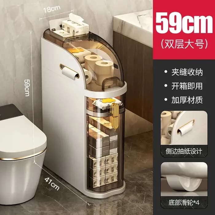 HOGap-Armoire de Rangement T1 pour Toilettes avec Couvercle Étanche