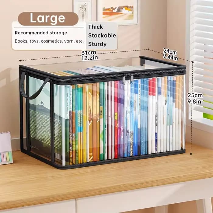 Sac de rangement en PVC avec couvercle rabattable et fenêtre de visualisation – Organisateur rectangulaire durable pour