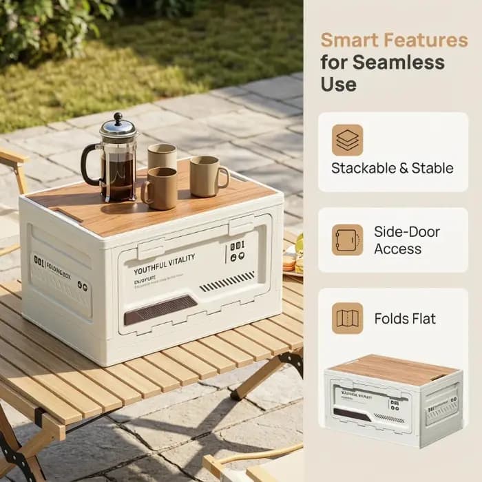 Boîte de rangement de style industriel avec couvercle en bois