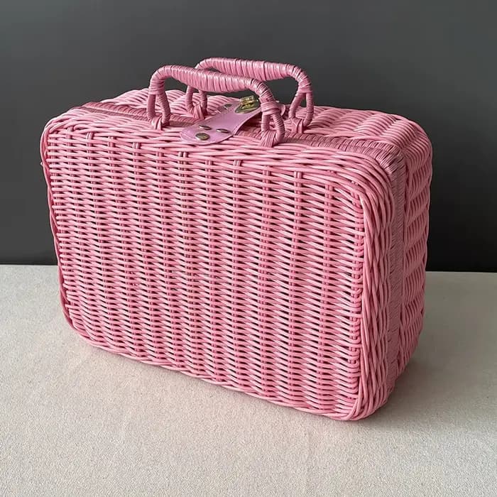 Boîte de finition semblable au rotin, panier en rotin tissé, boîte de rangement rétro, accessoires d