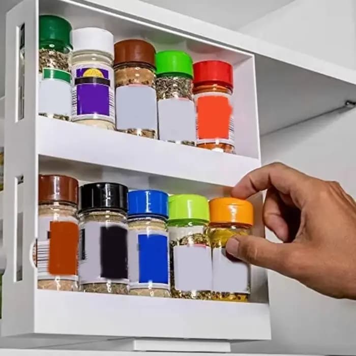 Support de stockage d'épices en plastique à 2 niveaux