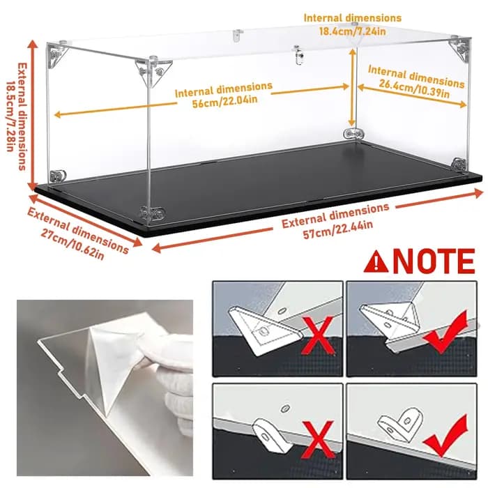 Vitrine en acrylique avec base noire, idéale pour les voitures Lego, les figurines d'action et les o