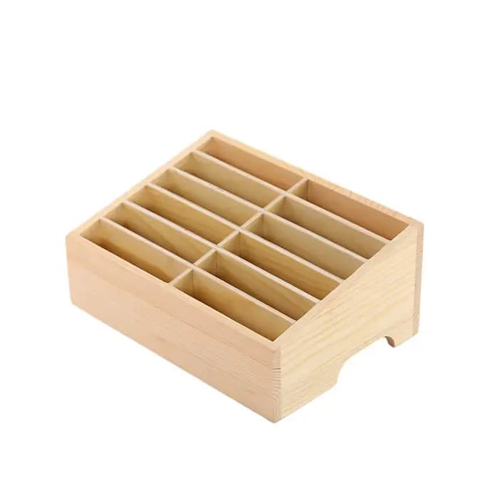 Boîte de rangement en bois multi-grille pour téléphone portable, salle d'irritation de bureau, mobil