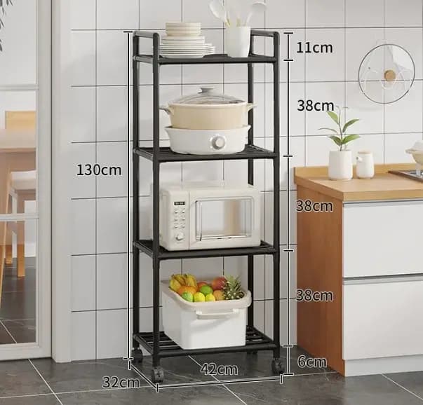 Support de rangement en métal avec roulettes