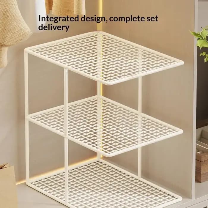 Étagère de rangement empilable en maille métallique à plusieurs niveaux pour armoire