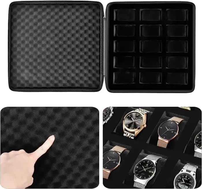 Boîte de rangement pour montres à 15 emplacements
