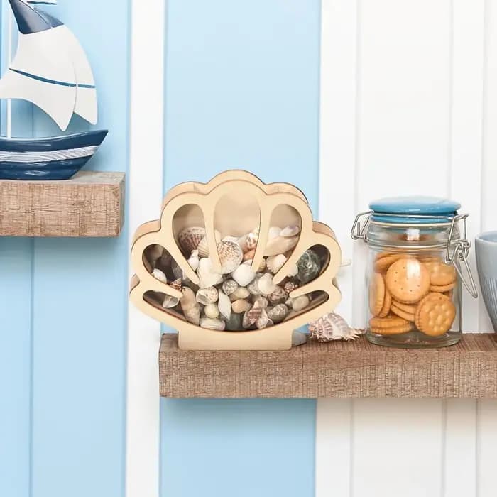 Boîte de présentation en bois en forme de coquillage