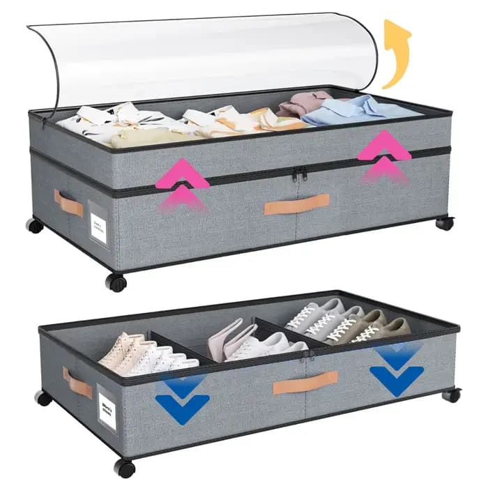 Conteneurs de rangement sous le lit avec roulettes