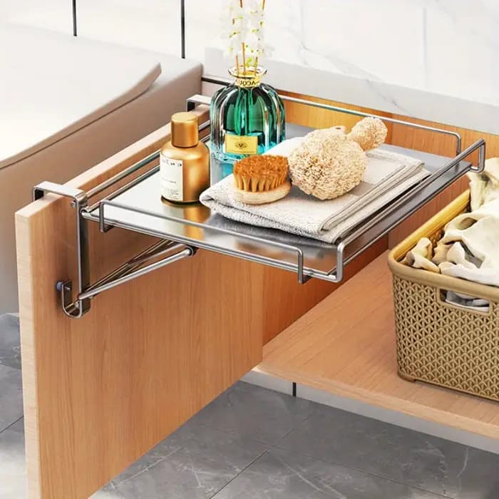 Étagère pliable en acier inoxydable pour comptoir