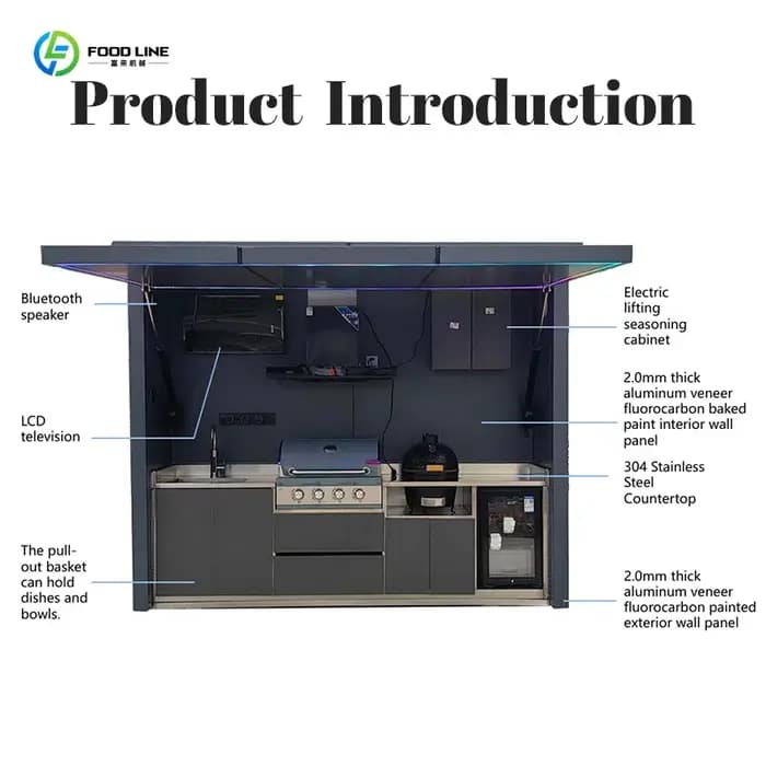 Ensemble d'armoires de cuisine extérieures simples, élégantes et personnalisées, unité étanche pour cuisine barbecue extérieure