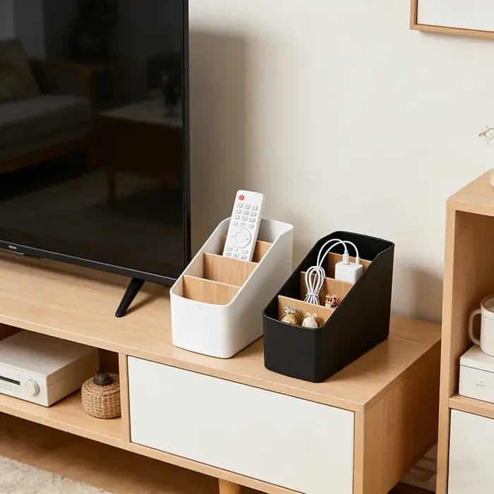 Organisateur de télécommandes de bureau, support de télécommande TV, boîte de rangement de table, organisateur multifonctionnel pour chambre, salon, bureau