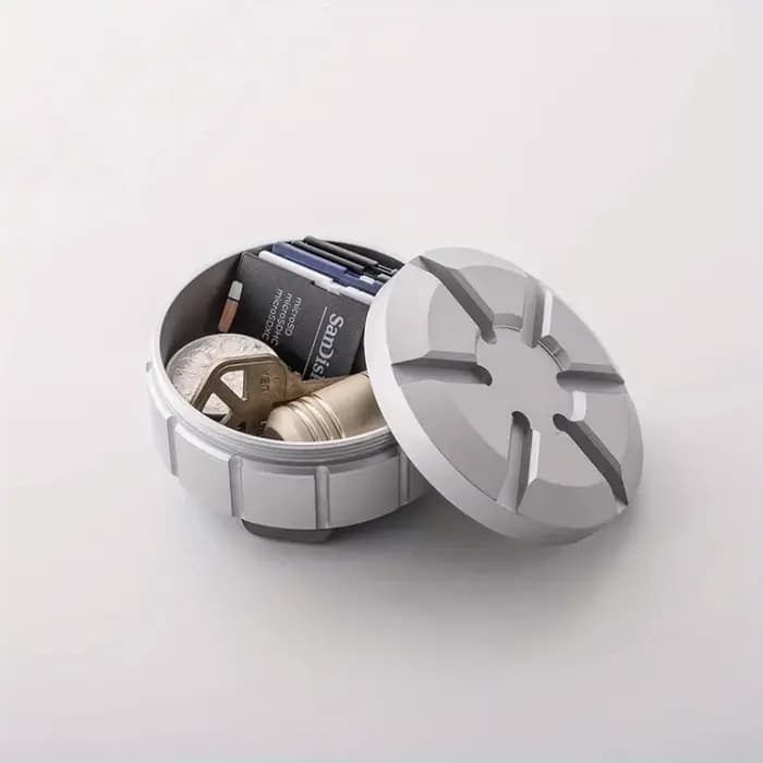 Boîte de rangement portable étanche ronde en acier inoxydable