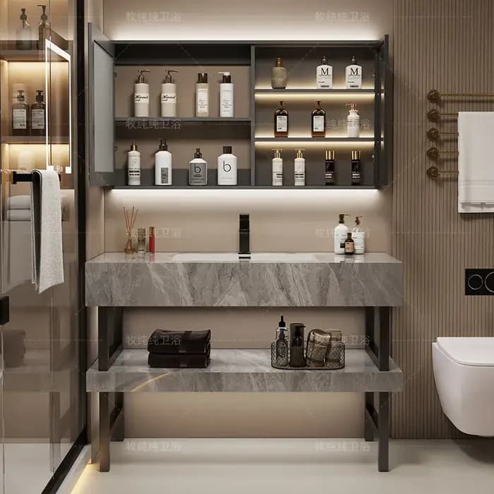 Meuble de Salle de Bain Moderne de Luxe avec Rangement