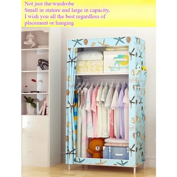 Armoire simple Armoire anti-poussière pour dortoir d'étudiants Armoire pliante en tissu anti-poussière squelette en métal Supermarché de commerce extérieur