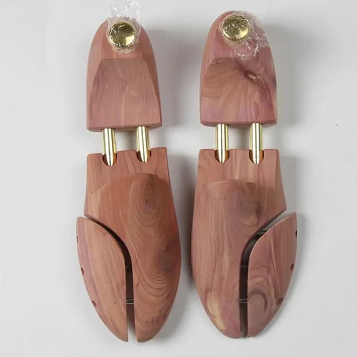 Arbre à chaussures réglable en bois de cèdre rouge à double tube pour hommes