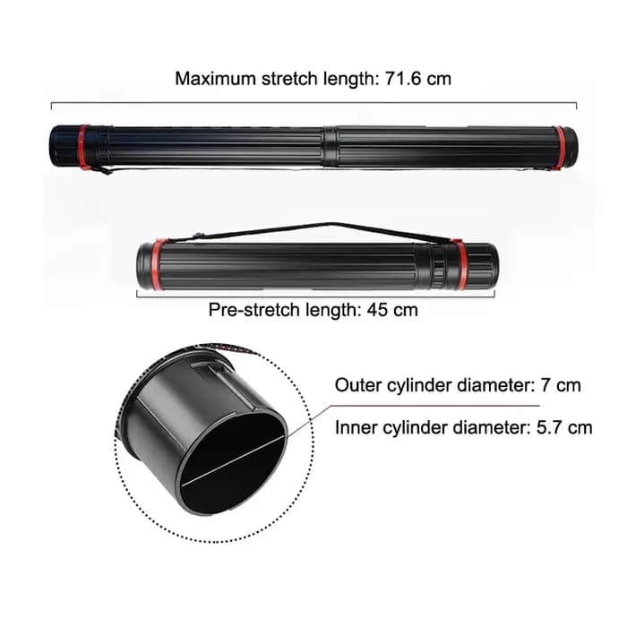 Tube de rangement pour art extensible et réglable avec bandoulière, léger et durable pour l'extérieu