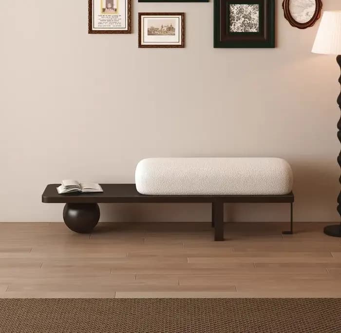 Banc d'entrée Art Déco moderne avec rembourrage Bouclé