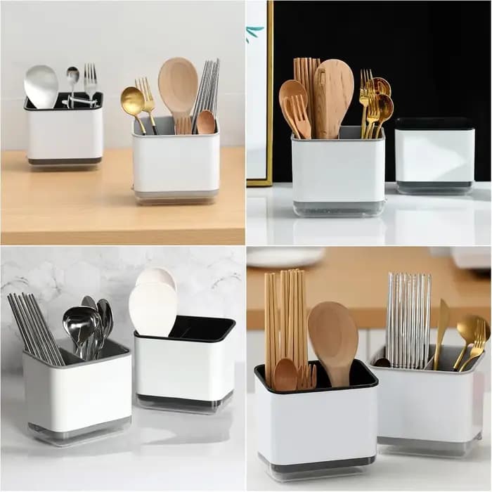 Égouttoir à couverts et porte-ustensiles pour évier, organisateur de cuisine pour couverts, baguettes, couteaux, fourchettes, cuillères, spatules