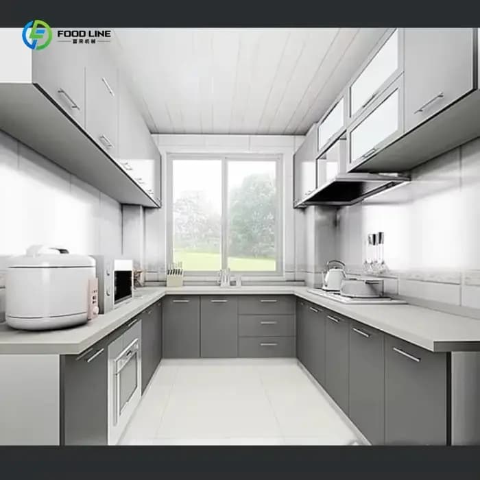 Armoire de cuisine personnalisée avec plan de travail en marbre