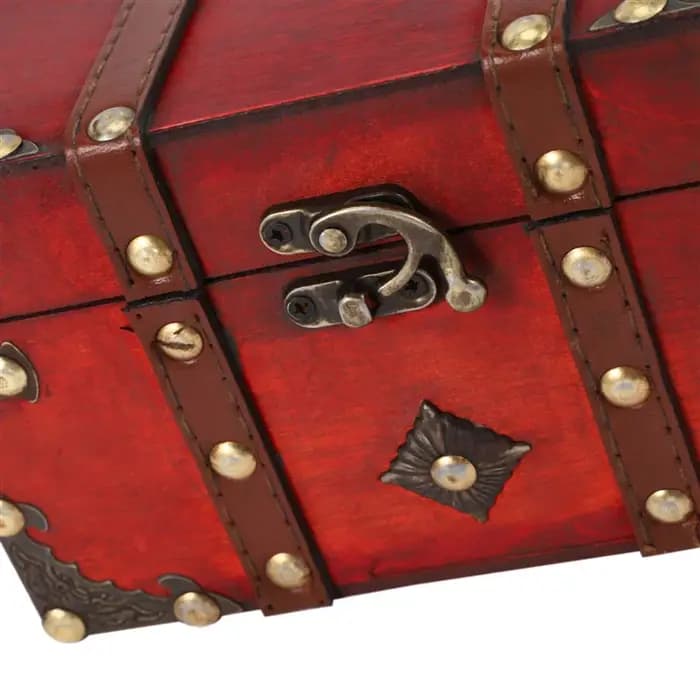 ABJI-2X coffre au trésor rétro boîte de rangement en bois Vintage organisateur de bijoux de Style An